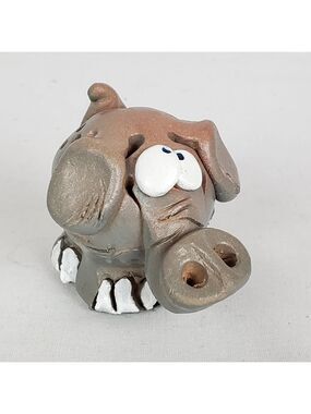 VTG signed Chubby hand molded tiny silly Elephant figurine